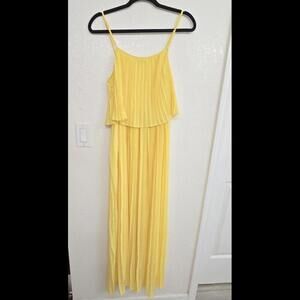 Magic Spa Yellow Pleated Chiffon Maxi Dress